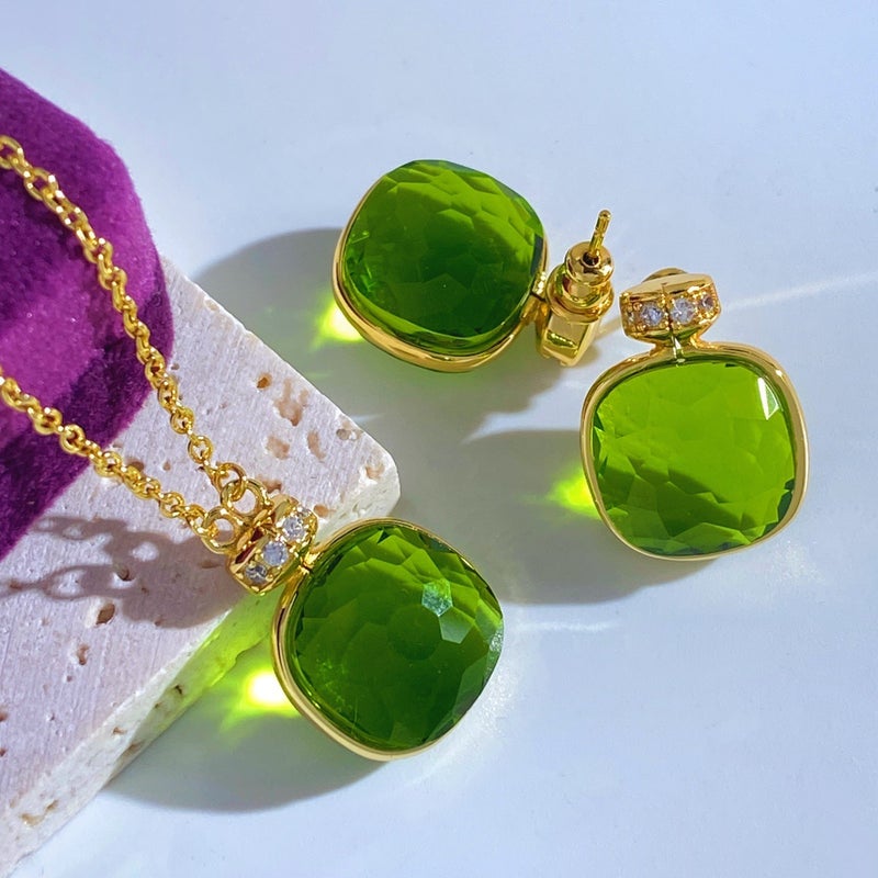 Creative Original Design Perfume Bottle Crystal Single Flower Necklace Earrings Explosive Fire Artificial Spar Necklace Earrings - Image 4